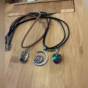 Set of Three Unique Pendant Necklaces, 21”